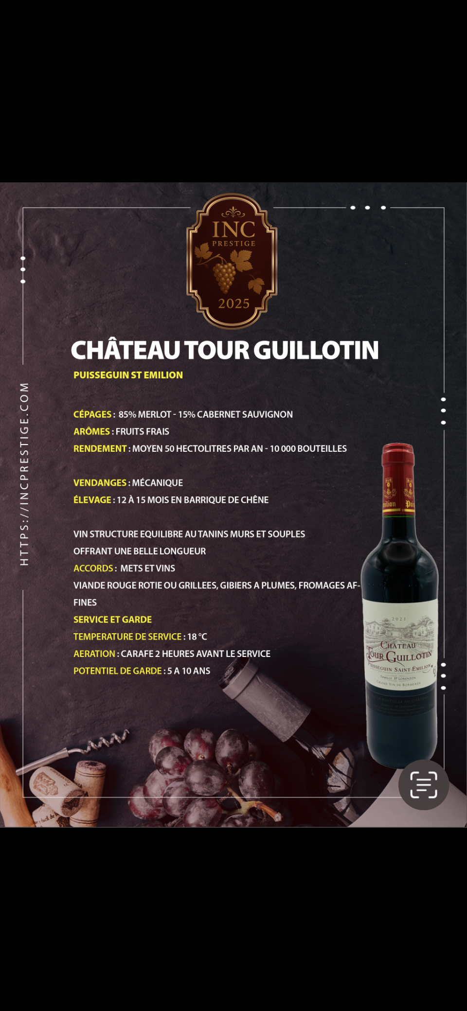 Château Tour Guillotin Puisseguin St Emilion 2021 – Image 2